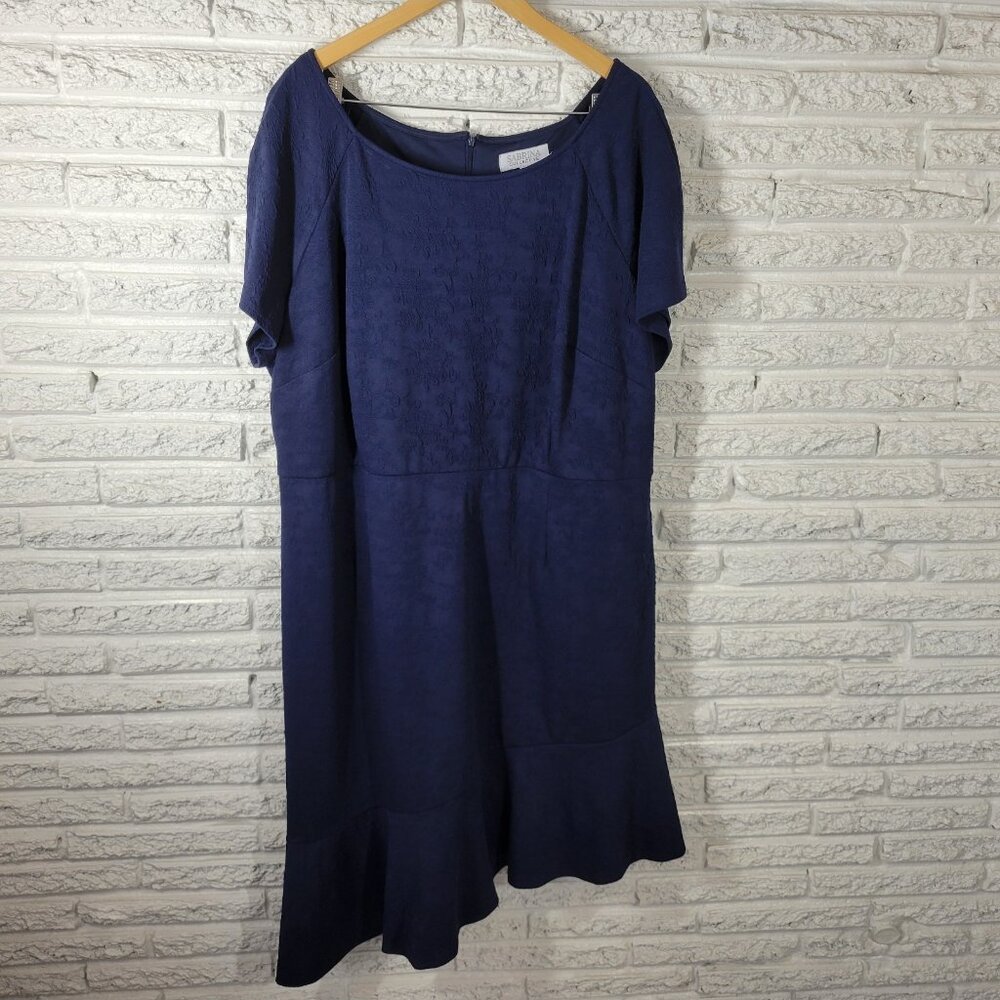 Sabrina Collective Dress 4X Plus Blue Textured Shirt Dress Zip Short Sleev SWE5E